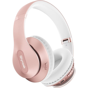 Wireless Bluetooth Headphones Over Ear 65H Playtime HiFi Stereo Headset with Microphone and 6EQ Modes Foldable Bluetooth V6.0 Headphones for Travel Smartphone Computer Laptop Rose Gold