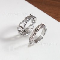 Baoge Seiko V Gold Electroplated Full Diamond Snake Bone Ring for Women in Light Luxury Elegant White Fritillaria Snake Open Ring