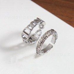 Baoge Seiko V Gold Electroplated Full Diamond Snake Bone Ring for Women in Light Luxury Elegant White Fritillaria Snake Open Ring