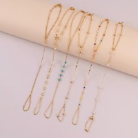 1 Piece Simple and Elegant Retro Shining Pearl Turquoise Element Women's Finger Bracelet for Women in Summer