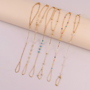 1 Piece Simple and Elegant Retro Shining Pearl Turquoise Element Women's Finger Bracelet for Women in Summer