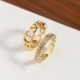 Baoge Seiko V Gold Electroplated Full Diamond Snake Bone Ring for Women in Light Luxury Elegant White Fritillaria Snake Open Ring