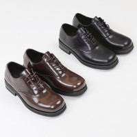 Black Brown Square-Toe Leather Shoes Old Money Style Unisex Niche Retro Formal Commuting Derby Shoes Direct Sale