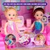 Dollhouse with 2 Princesses, 4 Unicorns, Dog, Furniture and Accessories - Pink and Purple Dream Doll House Toy for Little Girls - 5 Rooms w/Garden, Furniture and Accessories, Gift for Girls Ages 2-8